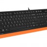 Клавиатура A4Tech FK10,проводная(USB),влагозащита,мультимедийная,черная/оранжевая,rtl