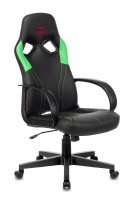 Кресло геймерское Бюрократ ZOMBIE RUNNER GREEN, черное/зеленое, искусственная кожа/искусственная кожа