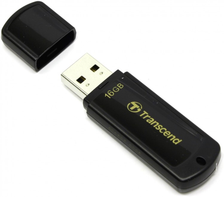 Накопитель USB 2.0, 16Гб Transcend JetFlash 350,черная, пластик