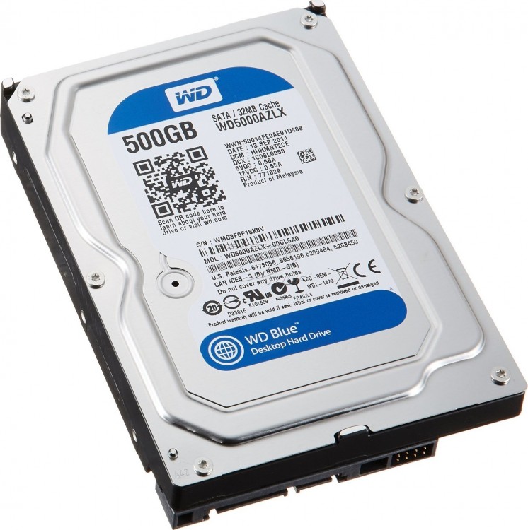 Накопитель HDD 3.5" 500Гб WD Caviar Blue WD5000AZLX 32Мб 7200 об/мин,синий,oem