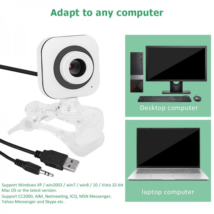 Цифровая WEB-камера HD 480P PC CAMERA 2020 USB 2.0  с автофокусом и микрофоном