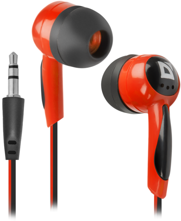 Наушники Defender Basic 604,стерео,jack 3.5mm,черные/красные,rtl