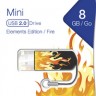 Накопитель USB 2.0 ,8Гб Verbatim Mini Elements Edition Огонь,рисунок, пластик