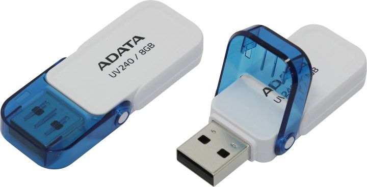 Накопитель USB 2.0 ,8Гб Adata Classic UV240,белый, пластик