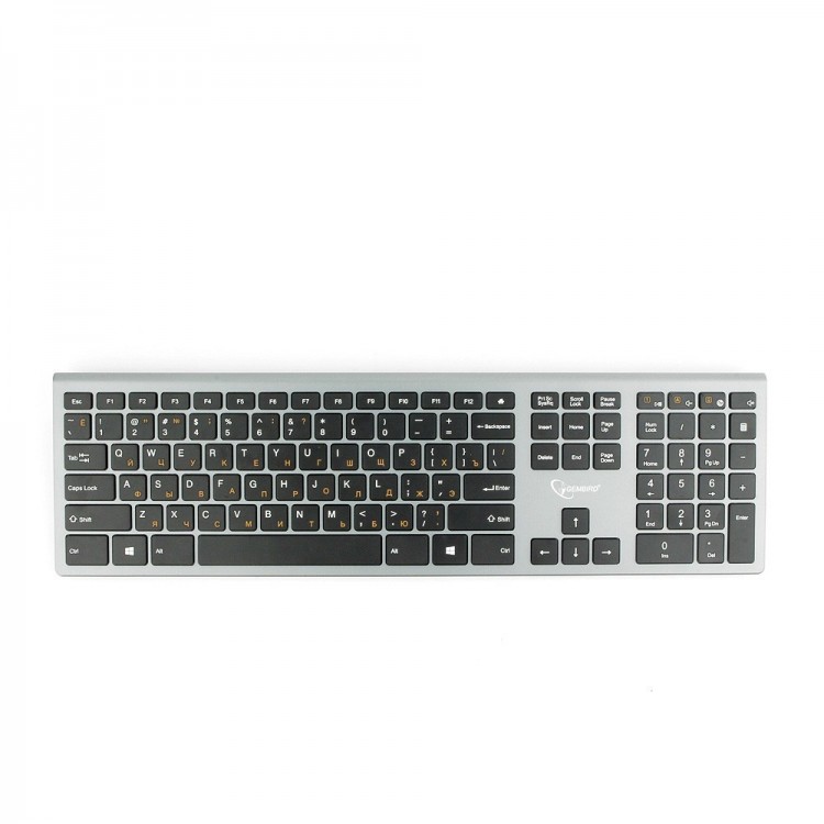 Клавиатура Gembird KBW-1,беспроводная,серебристая/черная,rtl
