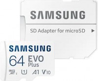 Карта памяти(+адаптер) microSDXC 64Гб/Class 10/UHS-I,Samsung EVO Plus(MB-MC64KA/RU)