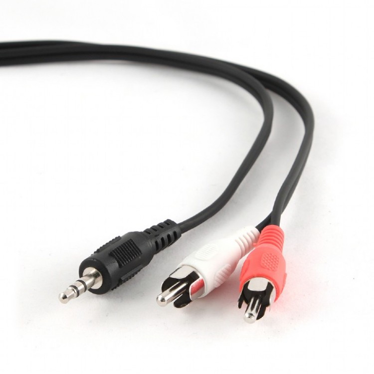 Кабель Jack 3.5"(M) - 2*RCA(M),5м,Cablexpert CCA-458-5M,черный,пакет