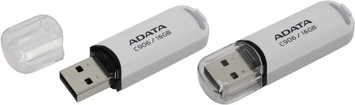 Накопитель USB 2.0, 16Гб Adata Classic C906,белый, пластик