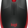 Мышь беспроводная Logitech M190, черная/красная, оптическая, 1000dpi, USB(для приёмника), блистер