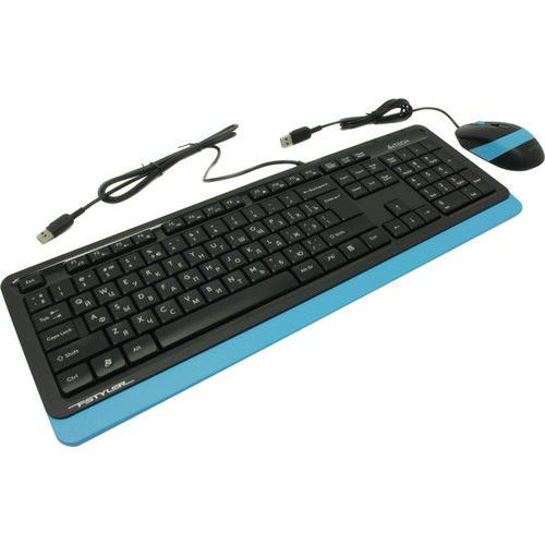 Комплект клавиатура+мышь A4Tech F1010 черно-синие,USB,rtl