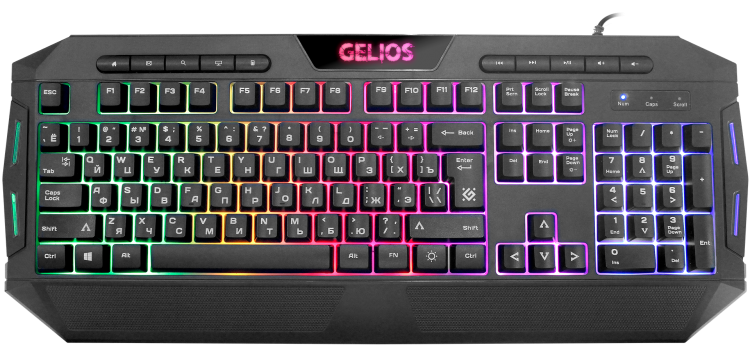 Клавиатура игровая с подсветкой Defender Gelios GK-174DL,проводная(USB),влагозащита,мультимедийная,ч