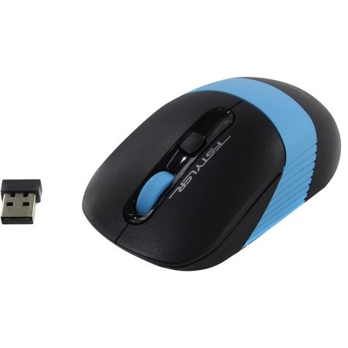 Мышь беспроводная A4Tech Fstyler FG10/10S, черная/голубая, оптическая, 2000dpi, USB(для приёмника), 