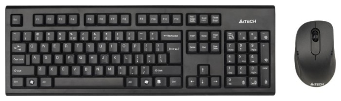 Клавиатура+мышь б/п A4Tech 7100N Black черные,USB(для приемника),rtl