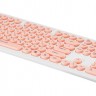 Клавиатура Oklick 400MR,проводная(USB),тонкая,мультимедийная,белая/розовая,rtl