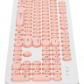 Клавиатура Oklick 400MR,проводная(USB),тонкая,мультимедийная,белая/розовая,rtl