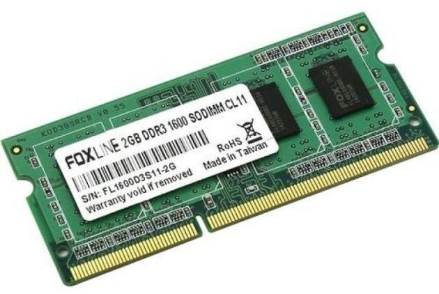 Модуль памяти SODIMM DDR3L 2Гб, 1600 МГц, 12800 Мб/с, Foxline FL1600D3S11SL-2G, oem