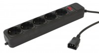 Сетевой фильтр PCPet AP01006-E-BK вилка C14(ИБП), 5 розеток, кабель 1,8м. черный, пакет