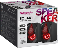 Колонки с подсветкой Defender Solar 1, 2.0, 6Вт(2*3Вт),черные,rtl