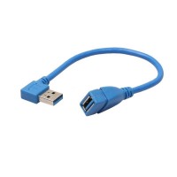 Кабель-удлинитель USB(AM,угловой)-USB(AF),0,2м, KZ195L,синий,oem