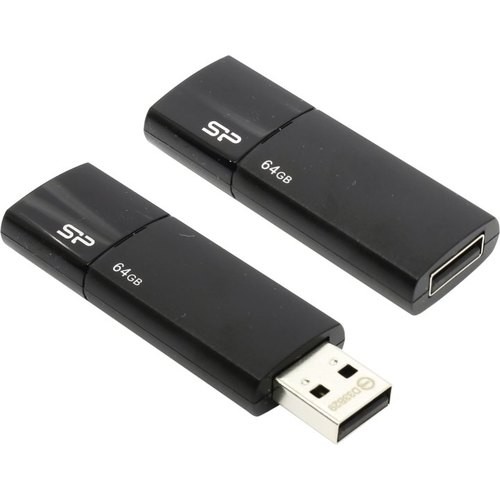 Накопитель USB 2.0 ,64Гб Silicon Power Ultima U05 SP064GBUF2U05V1K,черный, пластик
