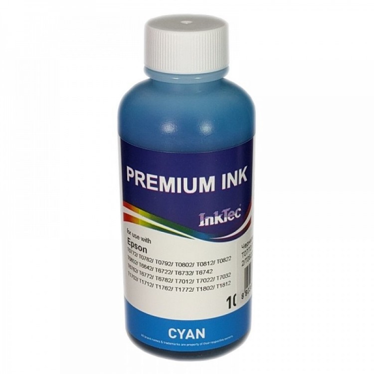 Чернила InkTec E0010, цвет синий(cyan), для Epson R270, 0.1л.