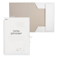 Папка с завязками карт. "Дело" 220г/м2 немел., белый, до 200л., STAFF, 126525