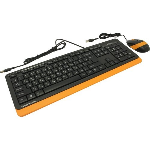 Комплект клавиатура+мышь A4Tech F1010 черный/оранжевый,USB,rtl