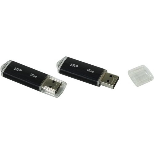 Накопитель USB 2.0 ,16Гб Silicon Power Ultima U02 SP016GBUF2U02V1K,черный, пластик