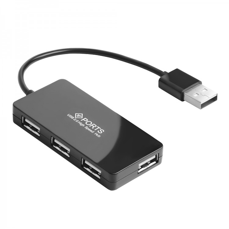 Концентратор USB Greenconnect GCR-UH244B 4 порта USB 2.0, черный, пакет