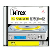 Диск DVD-R Mirex 4,7Гб 16x 1шт, желтый,slim(тонкая коробка)