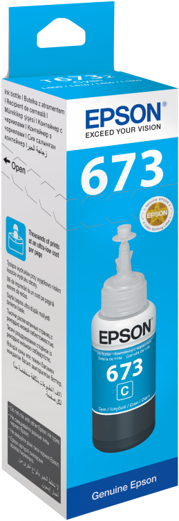 Чернила Epson 673, цвет синий(cyan), для Epson L800/1800, 70мл.