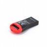 Картридер внешний Gembird FD2-MSD-1 USB 2.0, для microSD черный/красный, блистер