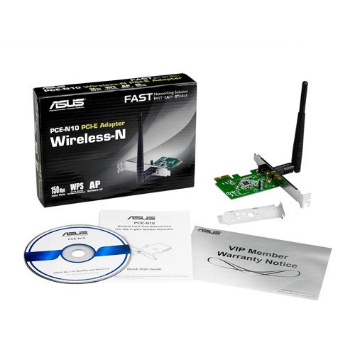 Адаптер Wi-Fi Asus PCE-N10,PCI-E, зеленый, rtl, 90-IG1Q003M00-0PA0