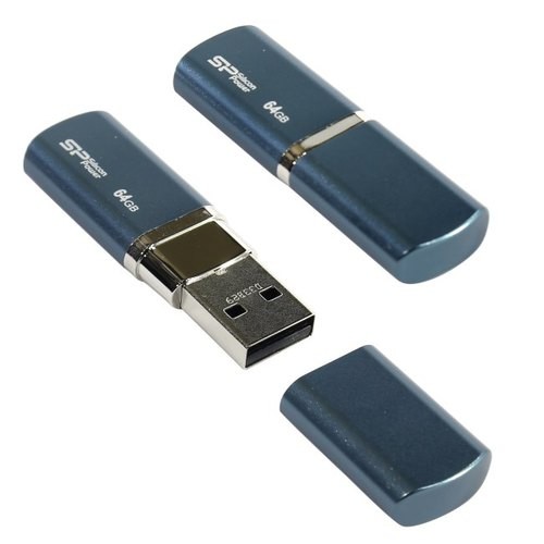 Накопитель USB 2.0 ,64Гб Silicon Power LuxMini 720 SP064GBUF2720V1D,синий, металл