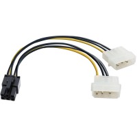 Кабель-адаптер 2*Molex(3pin) - 6pin(PCI-E),0,15м,Exegate EX-CC-PSU-6,черный/желтый,пакет