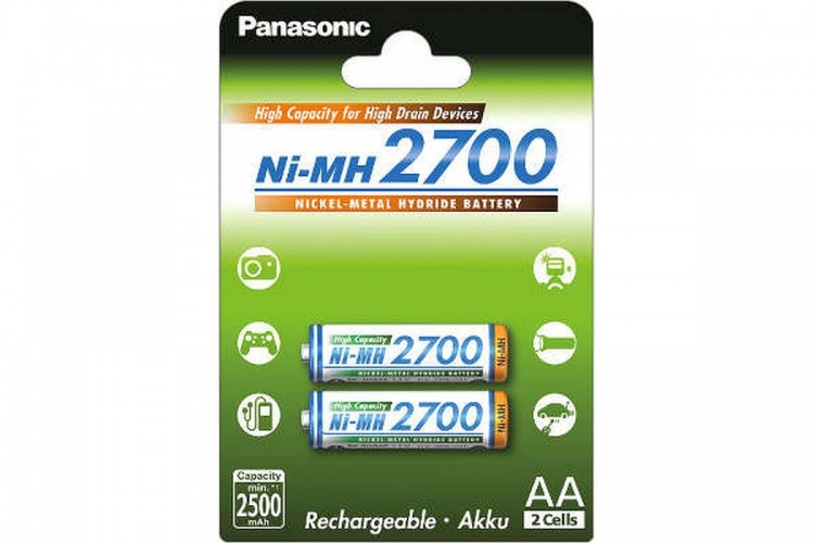 Аккумуляторная батарейка AA Panasonic BK-3HGAE,2700 мАч,1,2В,2 шт,блистер