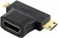 Адаптер HDMI(F)-miniHDMI(M)+microHDMI(M),5bites HH1805FM-T,черный,пакет