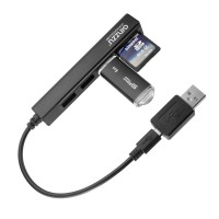 Картридер/USB хаб внешний Ginzzu GR-513UB USB 2.0/microUSB, для SD,microSD,3*USB 2.0 черный, блистер