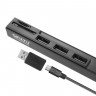 Картридер/USB хаб внешний Ginzzu GR-513UB USB 2.0/microUSB, для SD,microSD,3*USB 2.0 черный, блистер