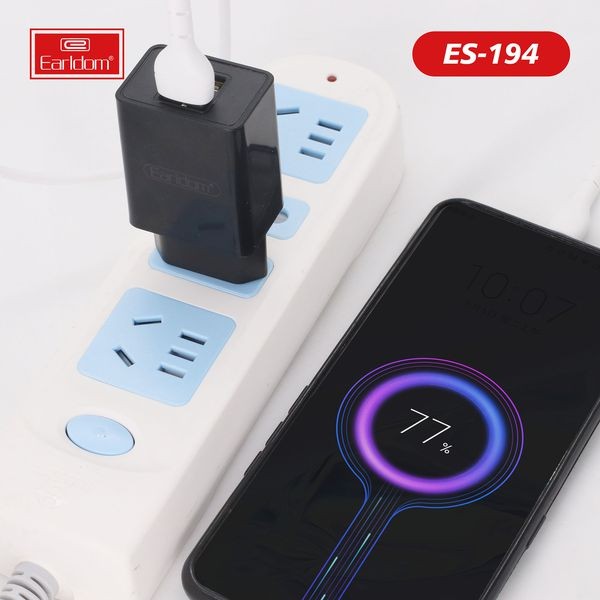 Зарядное устройство Earldom ES-194C, 5В/2.1А для USB,Type C, черное, rtl