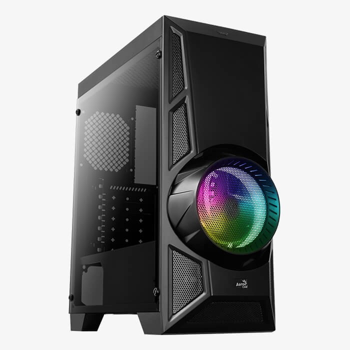 Корпус с подсветкой Aerocool Aero Engine RGB-G-BK-v2 без БП, Midi-Tower/ATX, mATX, черный