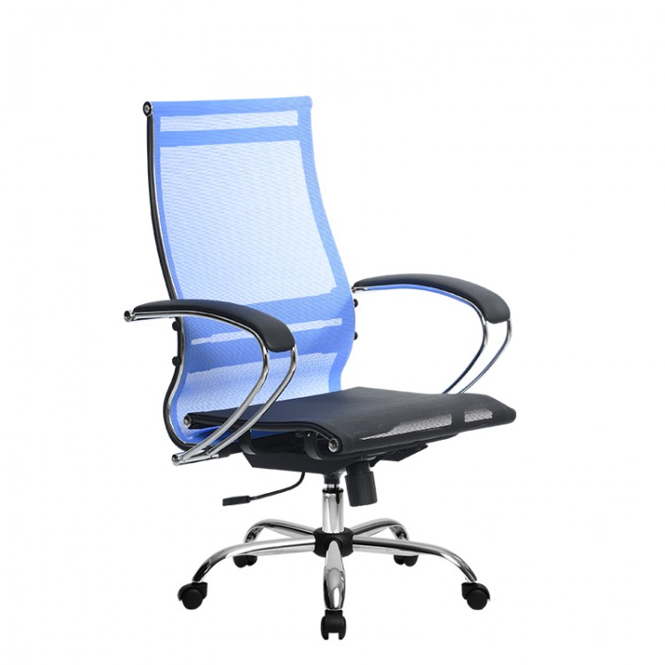 Кресло офисное Метта SK-2-BK Комплект 9, голубое/черное, сетка/сетка