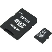 Карта памяти(+адаптер) microSDHC 64Гб/Class 10/UHS-I,Silicon Power Elite(SP064GBSTXBU1V10-SP)