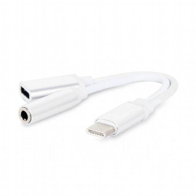 Кабель-адаптер USB Type C - jack 3.5(F)/USB Type C(F),0,1м,Diin ,белый, пакет
