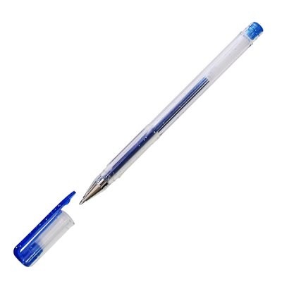 Ручка гел. Staff синяя, эконом, прозр.корп., резин.упор 0,5мм (141822)