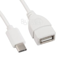 Кабель-адаптер USB(AF)-Type C,0,15м,белый,пакет