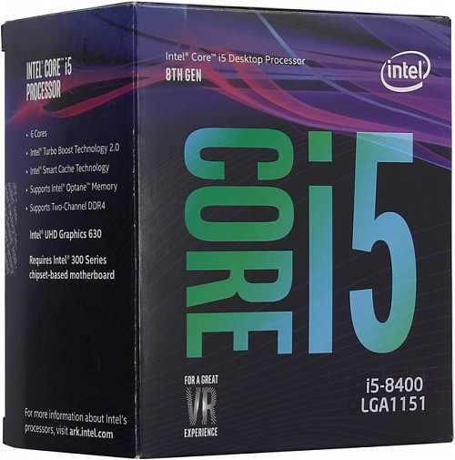 Процессор Intel Core i5 8400 2,8 ГГц(4ГГц Turbo Boost) (s1151 v.2, 9Мб, 2666 МГц) Coffee Lake Box