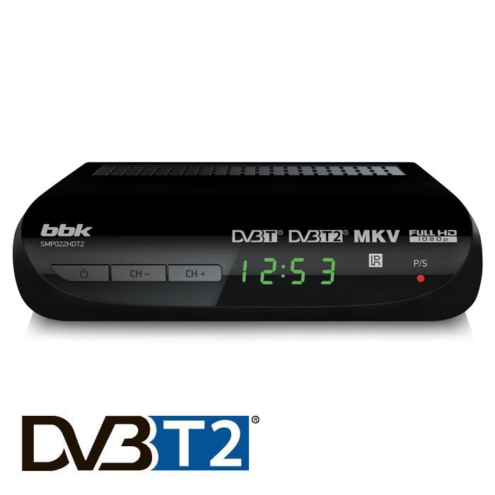 ТВ тюнер внешний BBK SMP022HDT2 DVB-T/DVB-T2 HDMI, RCA черный rtl