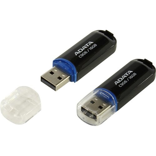 Накопитель USB 2.0, 16Гб Adata Classic C906,черный, пластик