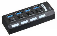 Концентратор USB Buro BU-HUB4-U3.0-L 4 порта USB 3.0, черный, блистер